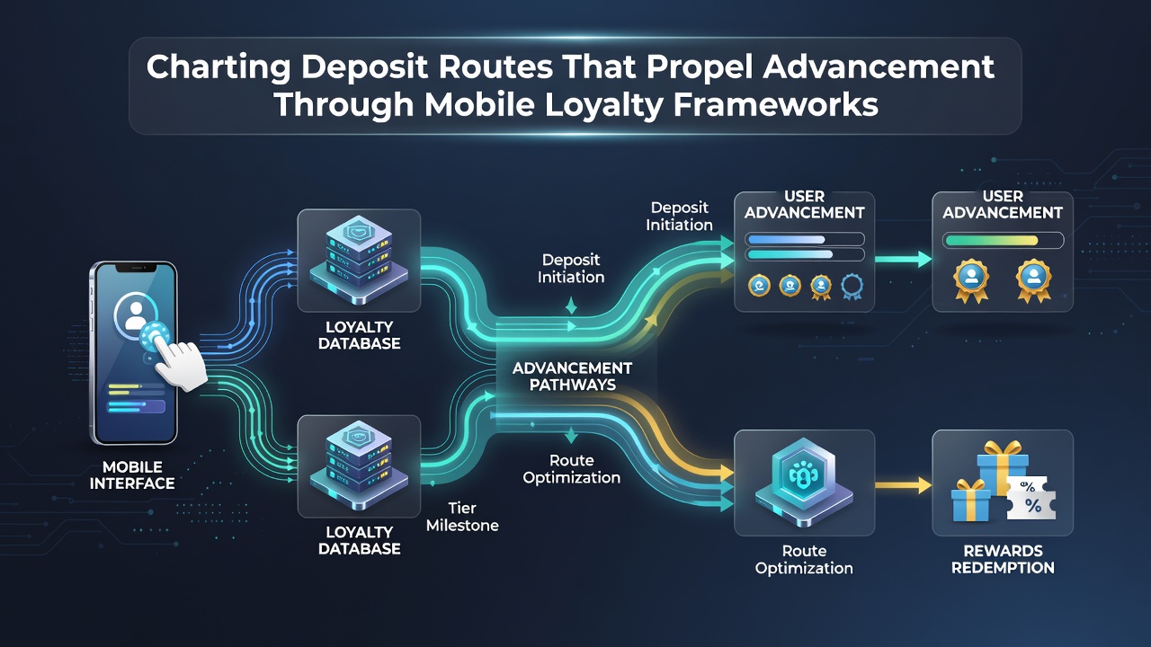 Diagram showing tiered advancement linked to various mobile deposit methods and loyalty point accumulation