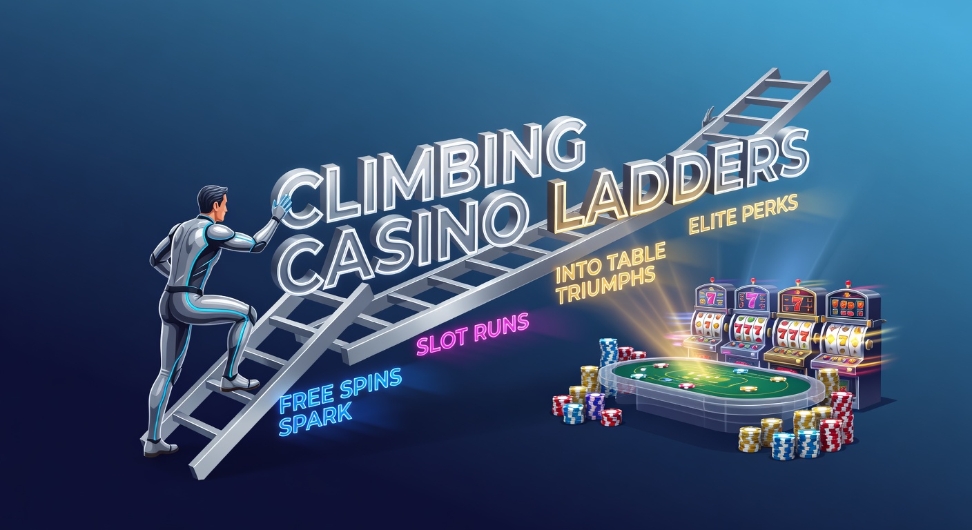 Vibrant casino floor with slot machines glowing under lights and players celebrating wins near table games