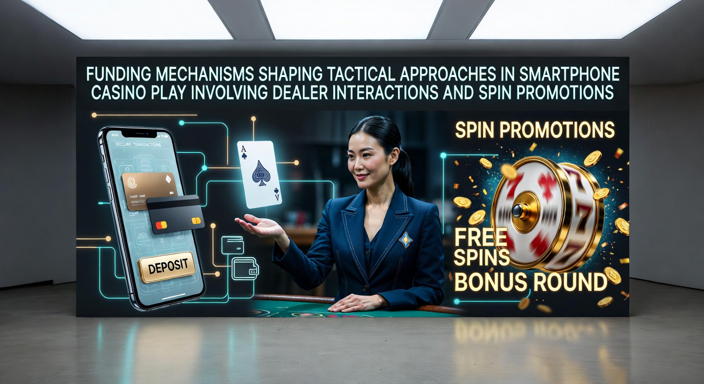 Smartphone displaying casino funding options alongside a live dealer roulette table and slot spin promotions
