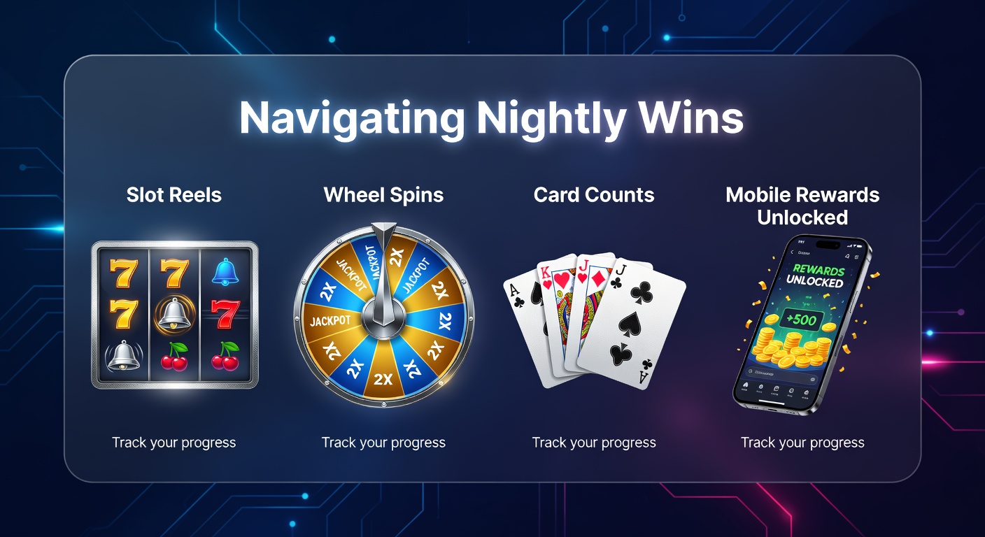 Vibrant slot reels spinning under neon lights, capturing the excitement of evening gaming sessions