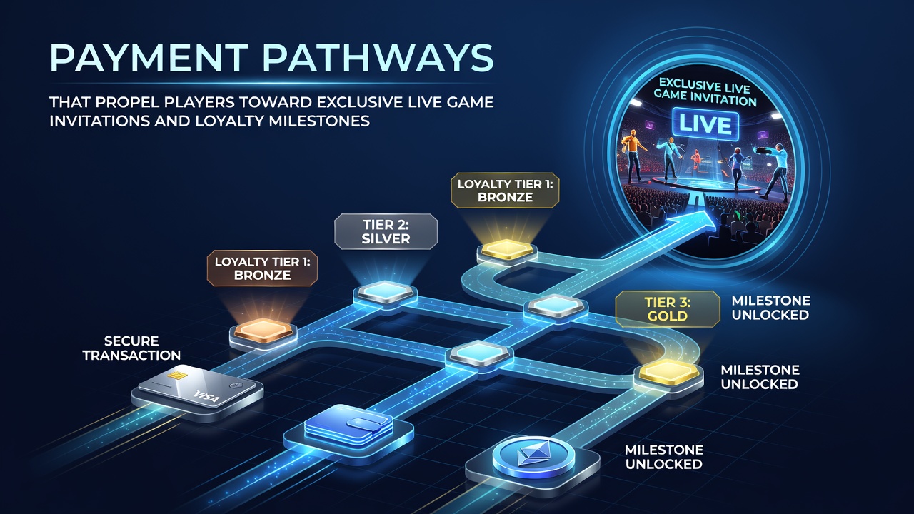 Diagram showing loyalty milestone progression linked to various digital payment options